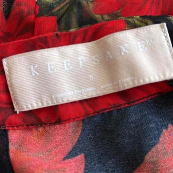 KEEPSAKE sheer red floral dark romance tie neck blouse - Picture 8 of 9
